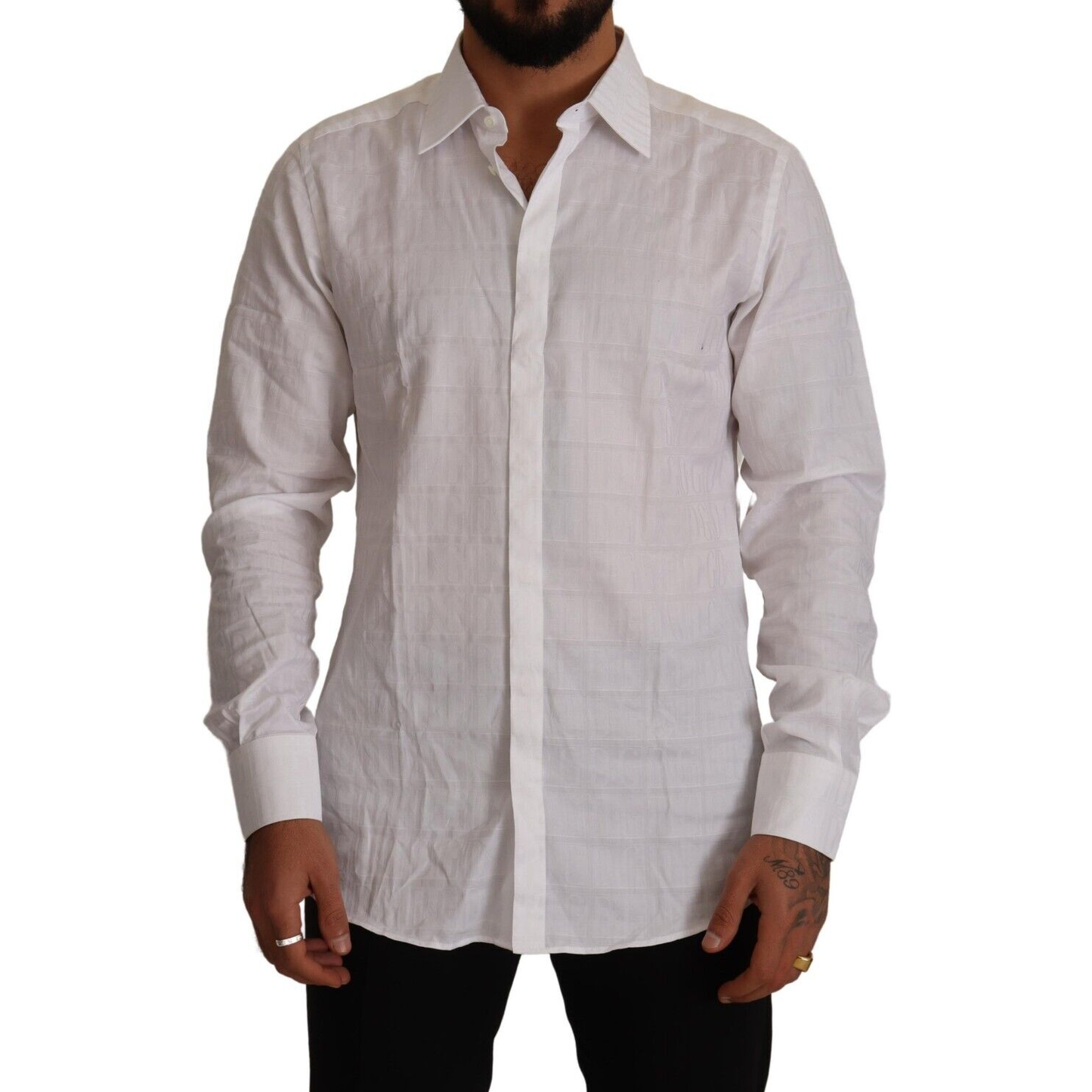 Dolce & Gabbana Elegant White Cotton Dress Shirt - Slim Fit Dolce & Gabbana Dark Gray