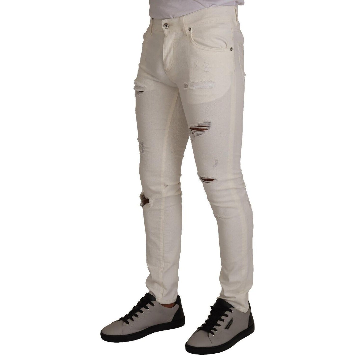 Dolce & Gabbana Elegant White Skinny Denim Jeans Dolce & Gabbana Dark Gray