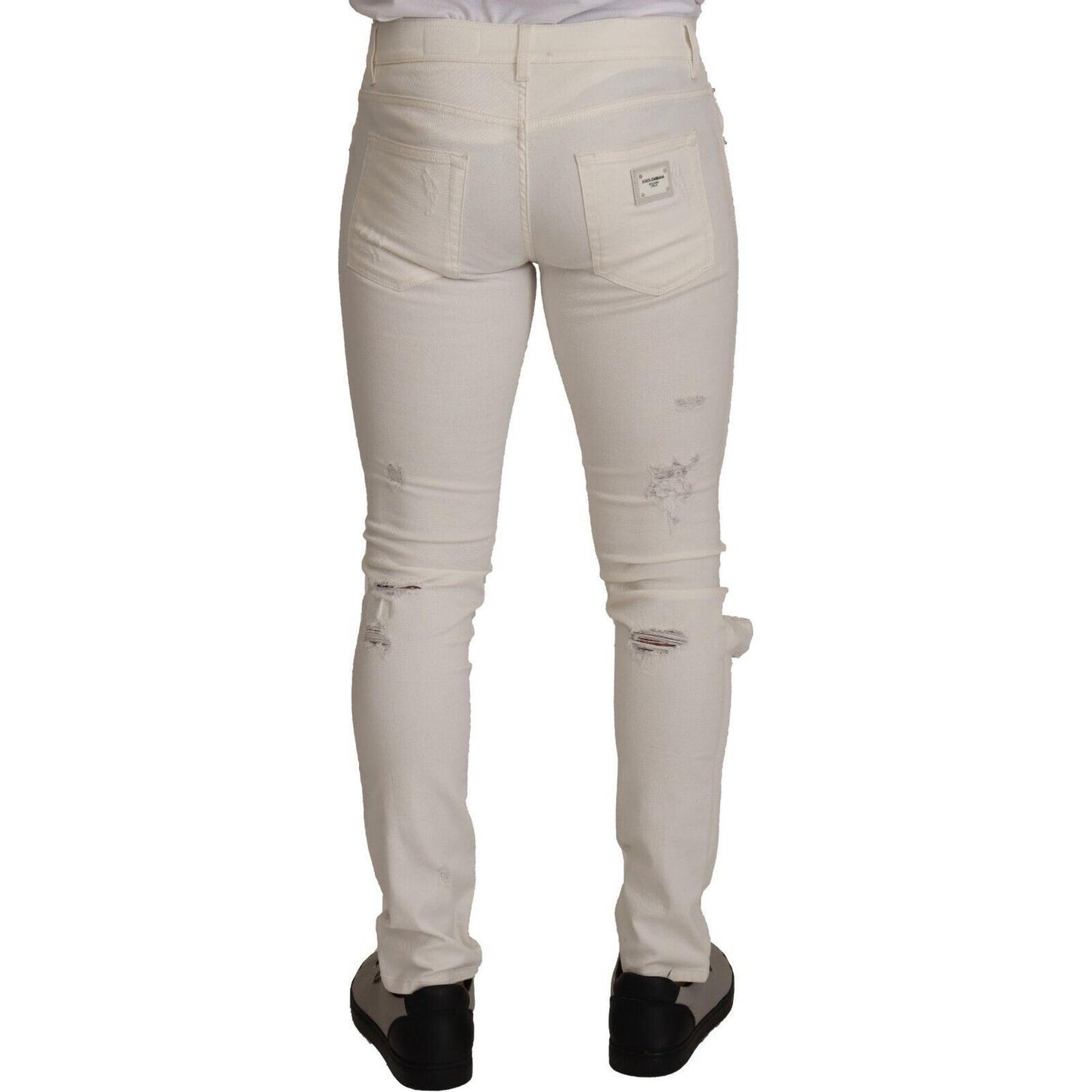 Dolce & Gabbana Elegant White Skinny Denim Jeans Dolce & Gabbana Dark Gray