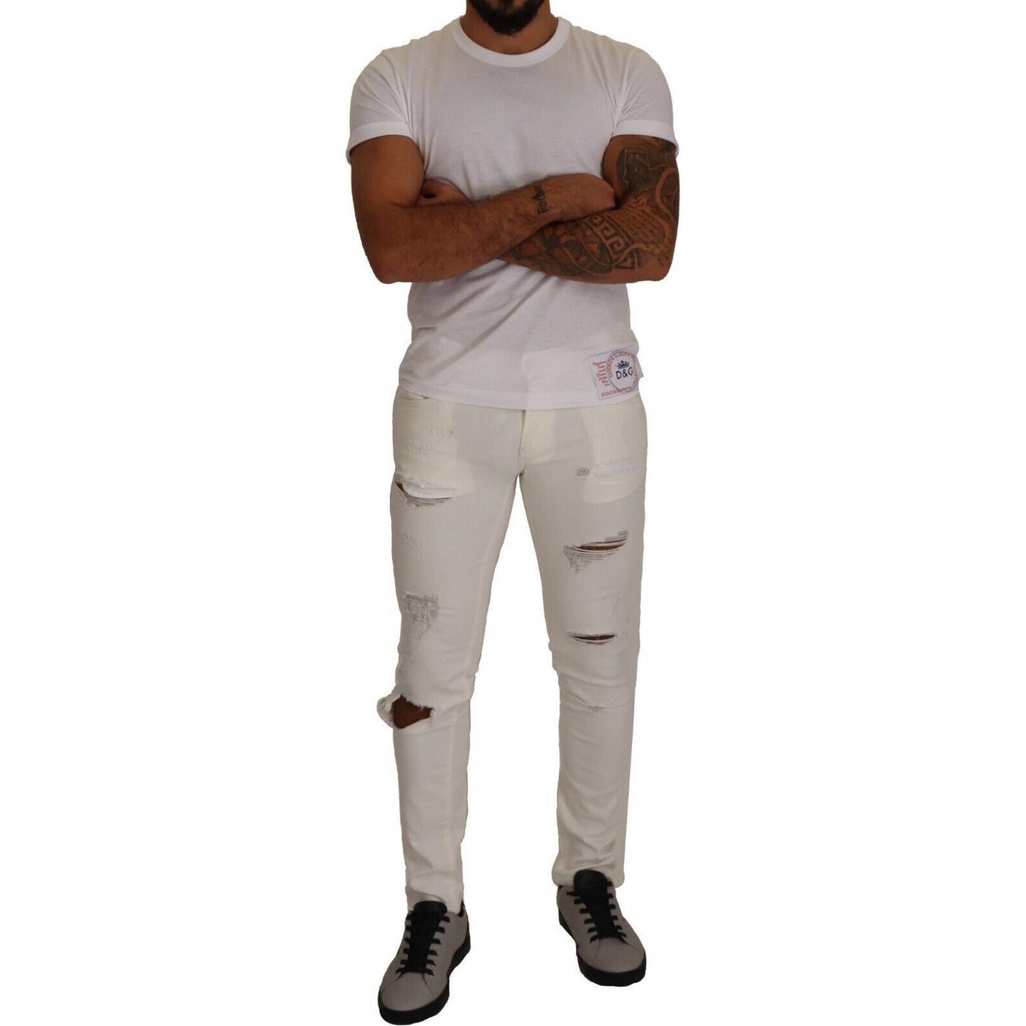 Dolce & Gabbana Elegant White Skinny Denim Jeans Dolce & Gabbana Dark Gray