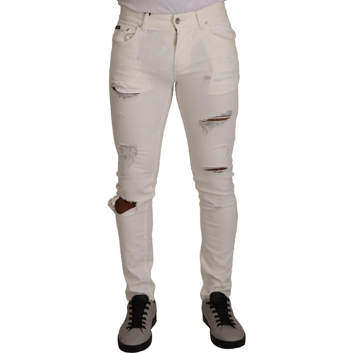 Dolce & Gabbana Elegant White Skinny Denim Jeans Dolce & Gabbana Dark Gray