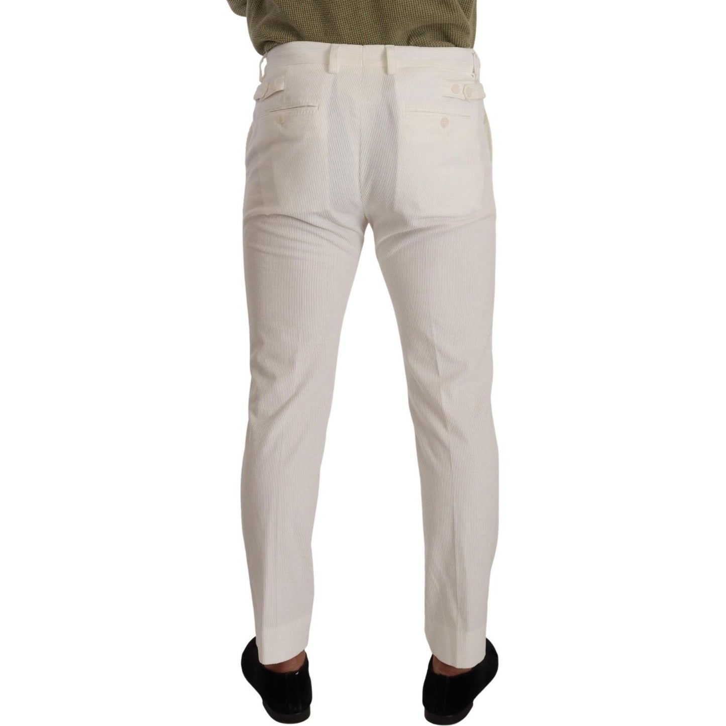 Dolce & Gabbana Elegant Slim Fit Cotton Trousers Dolce & Gabbana Gray