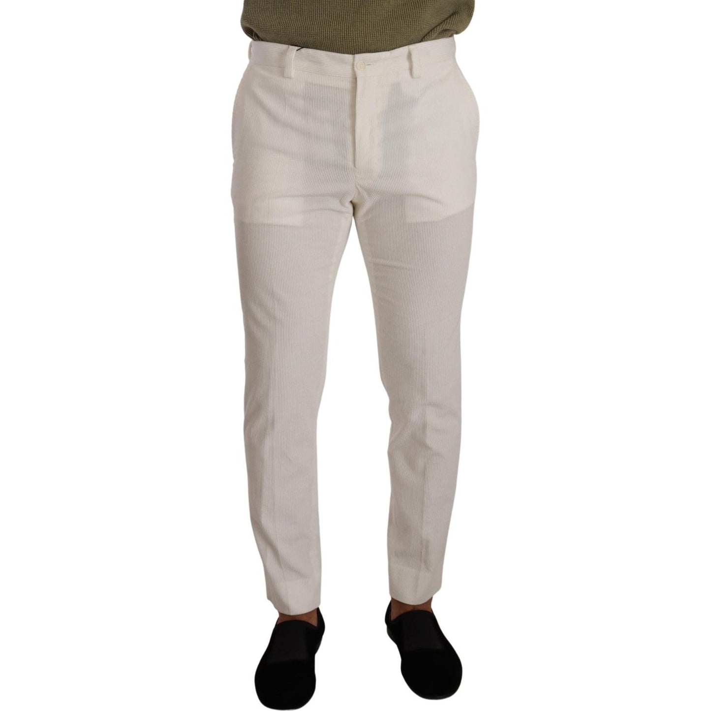 Dolce & Gabbana Elegant Slim Fit Cotton Trousers Dolce & Gabbana Dark Gray