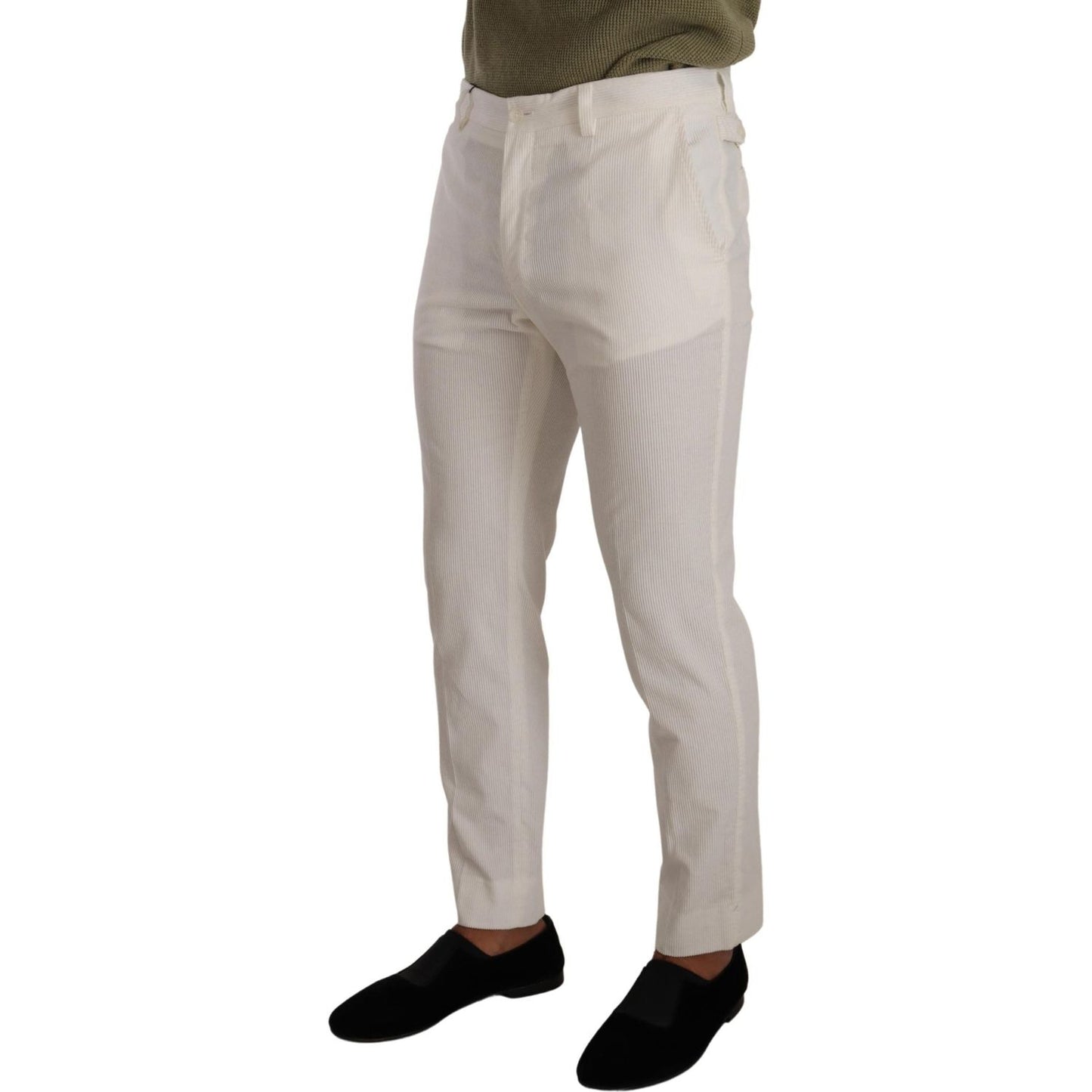 Dolce & Gabbana Elegant Slim Fit Cotton Trousers Dolce & Gabbana Dark Gray