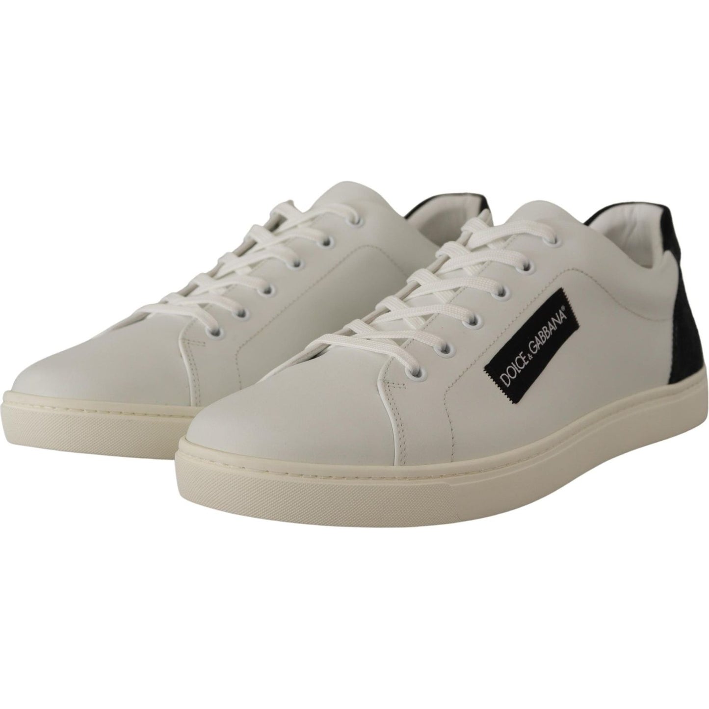 Dolce & Gabbana Elegant White Leather Low Top Sneakers Dolce & Gabbana Dark Gray