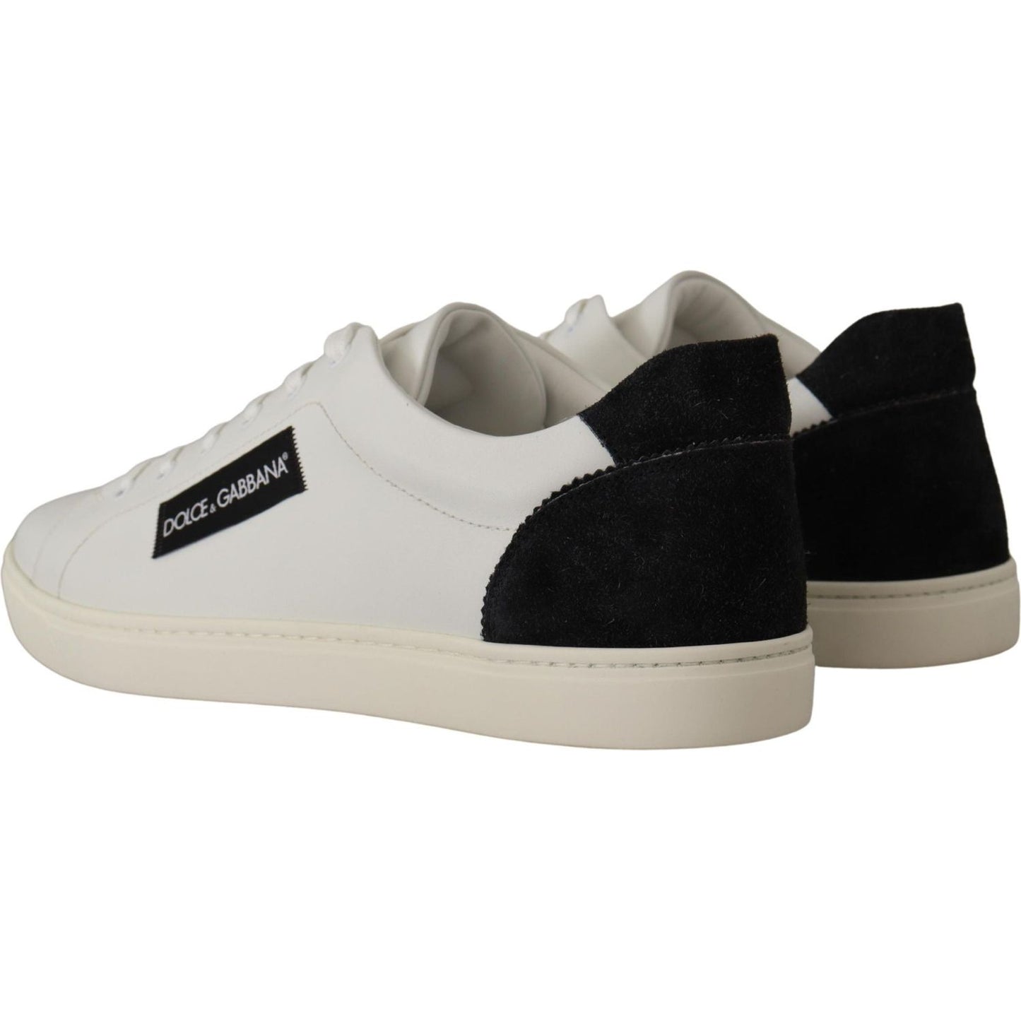 Dolce & Gabbana Elegant White Leather Low Top Sneakers Dolce & Gabbana Black