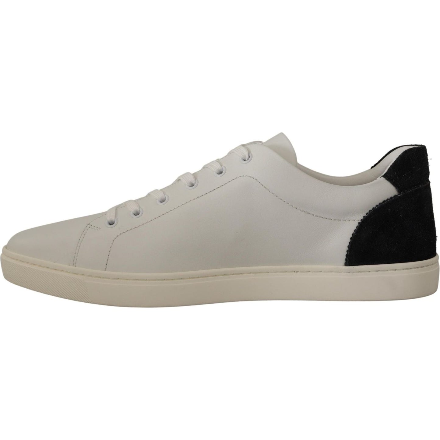 Dolce & Gabbana Elegant White Leather Low Top Sneakers Dolce & Gabbana Dark Gray