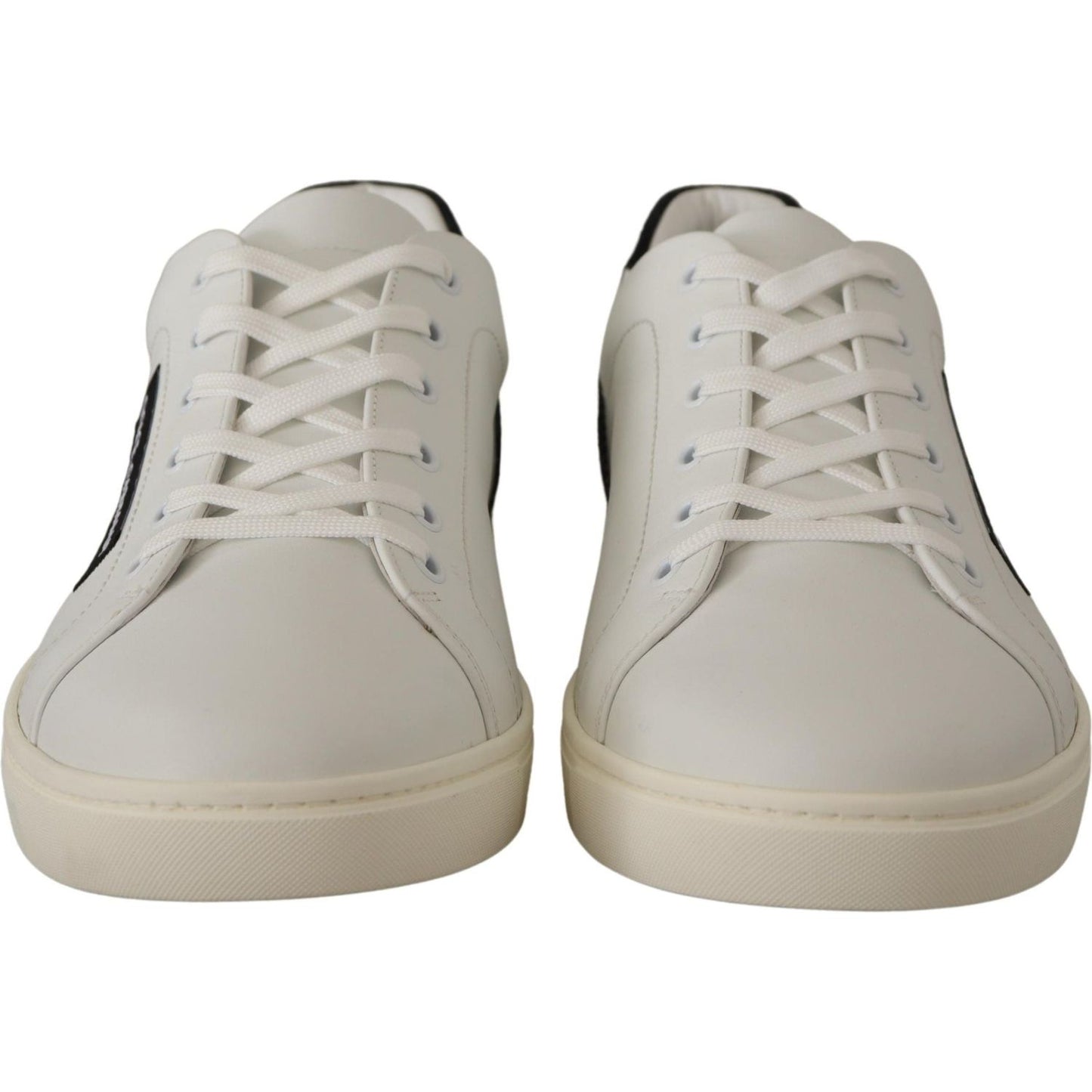 Dolce & Gabbana Elegant White Leather Low Top Sneakers Dolce & Gabbana Dark Gray