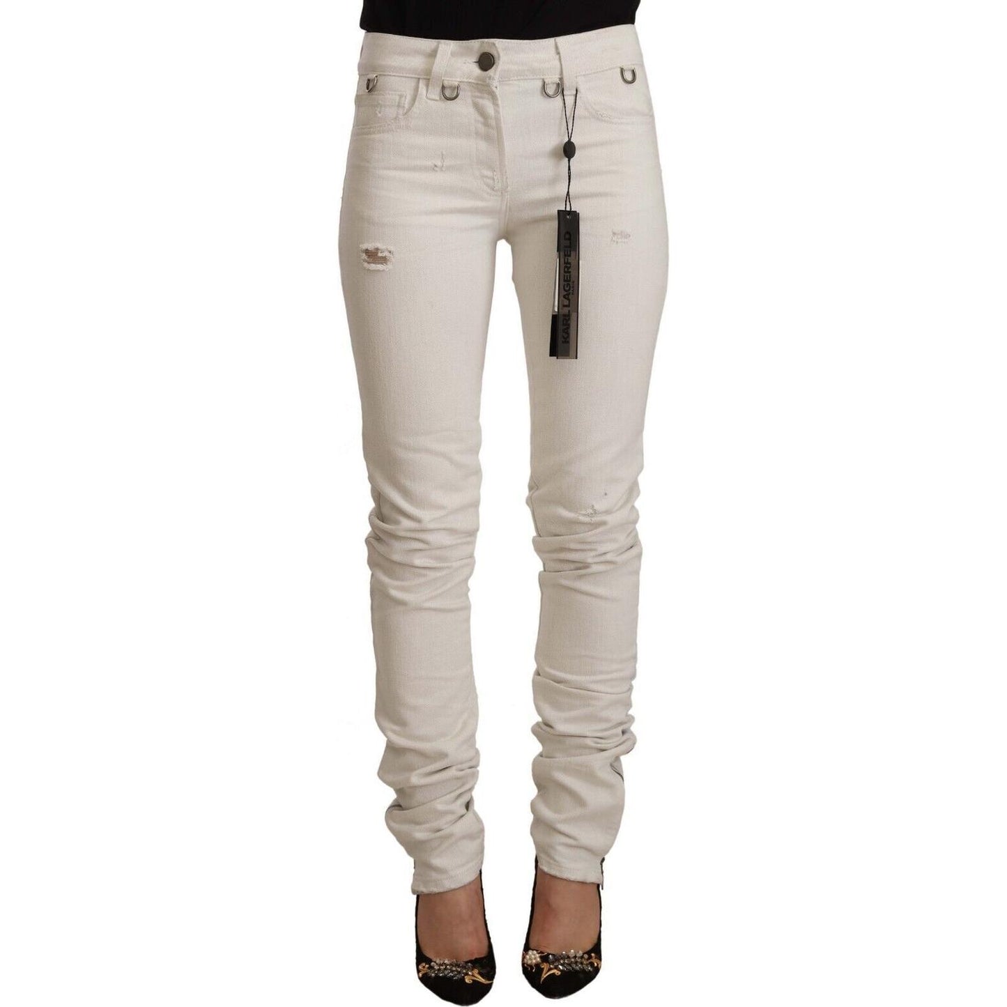Karl Lagerfeld Chic White Mid-Waist Slim Fit Jeans Karl Lagerfeld Gray