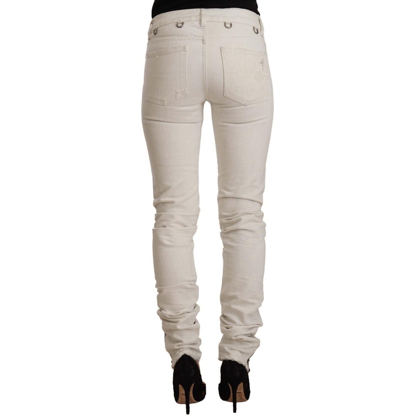 Karl Lagerfeld Chic White Mid-Waist Slim Fit Jeans Karl Lagerfeld Gray