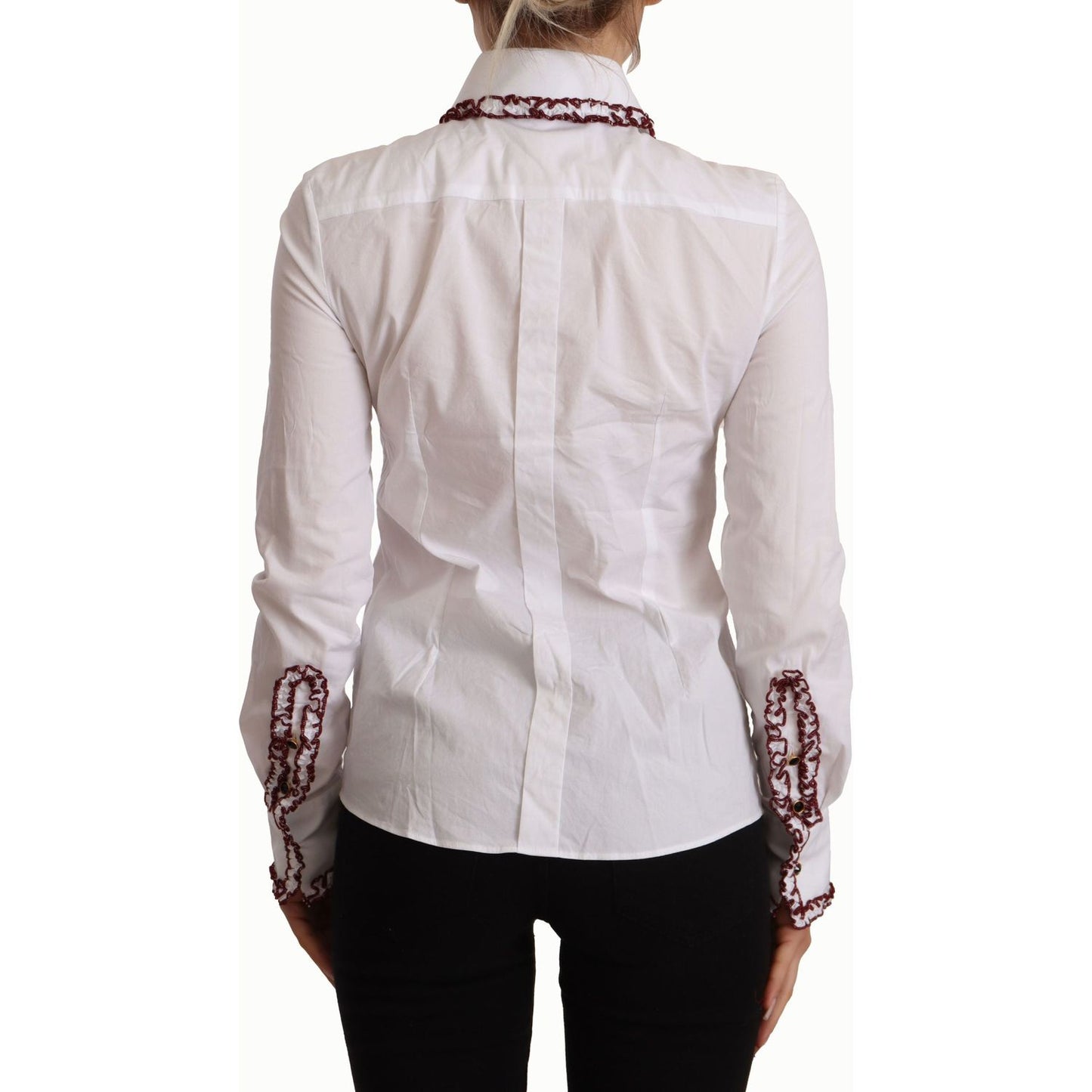 Dolce & Gabbana Elegant White Cotton Long Sleeve Polo Top Dolce & Gabbana Light Gray