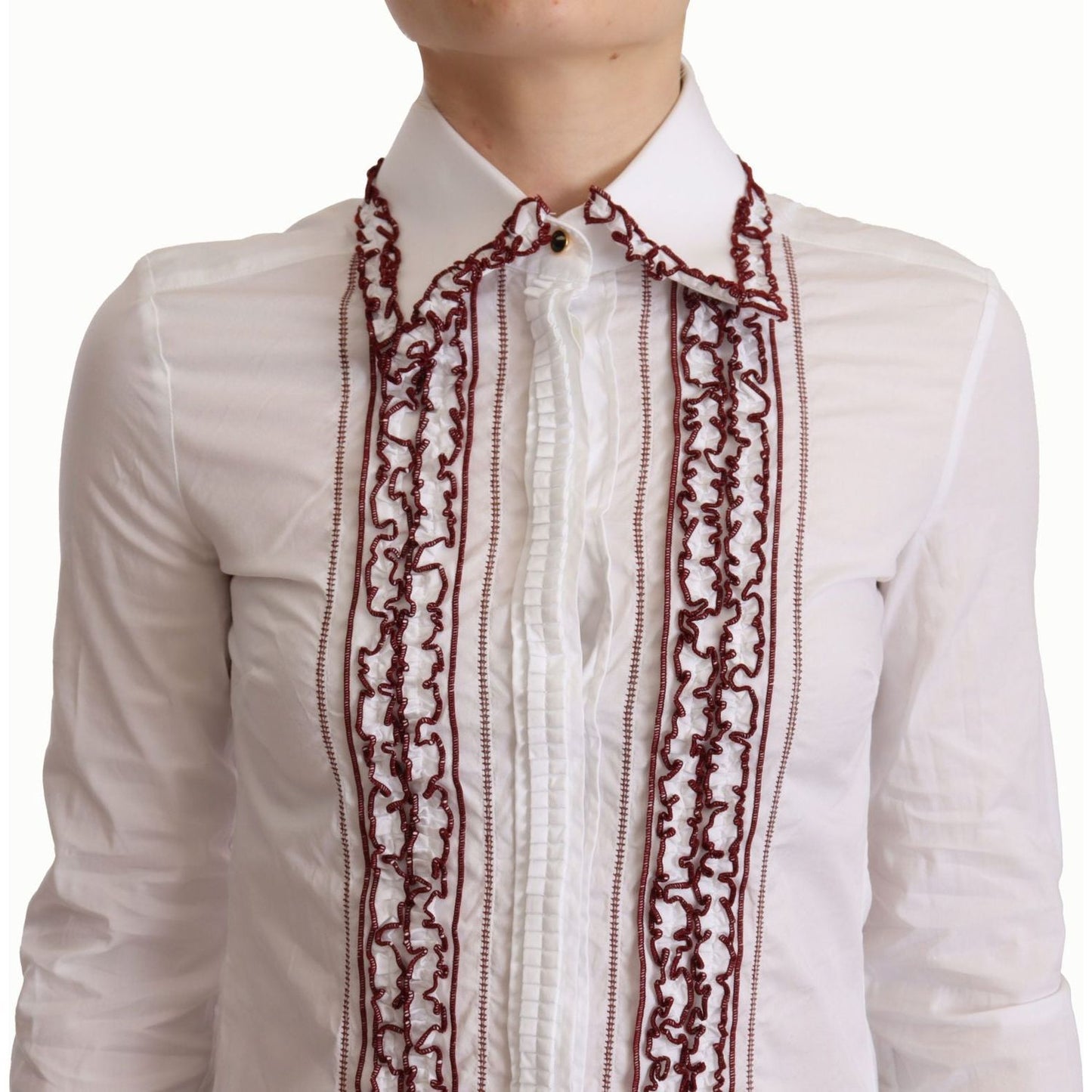 Dolce & Gabbana Elegant White Cotton Long Sleeve Polo Top Dolce & Gabbana Light Gray