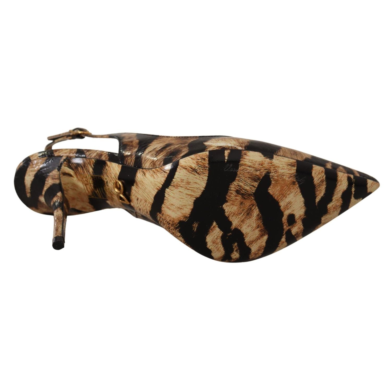 Dolce & Gabbana Brown Slingbacks Leather Tiger Shoes