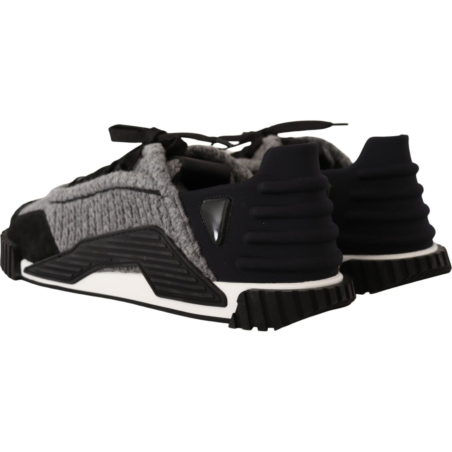 Dolce & Gabbana Black Gray Fabric Lace Up NS1 Sneakers Shoes LA12844-36