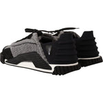 Dolce & Gabbana Black Gray Fabric Lace Up NS1 Sneakers Shoes LA12844-36
