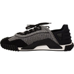 Dolce & Gabbana Black Gray Fabric Lace Up NS1 Sneakers Shoes LA12844-36