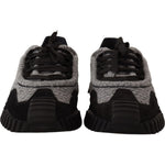Dolce & Gabbana Black Gray Fabric Lace Up NS1 Sneakers Shoes LA12844-36