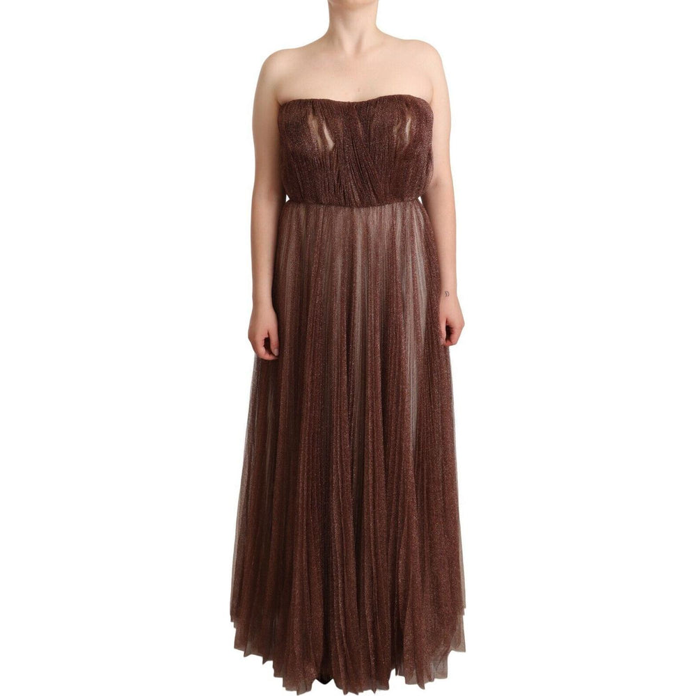 Dolce & Gabbana Elegant Metallic Bronze Long Gown Dolce & Gabbana Dark Slate Gray