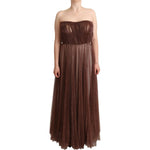 Dolce & Gabbana Elegant Metallic Bronze Long Gown Dolce & Gabbana Dark Slate Gray