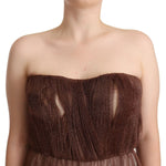 Dolce & Gabbana Elegant Metallic Bronze Long Gown Dolce & Gabbana Wheat