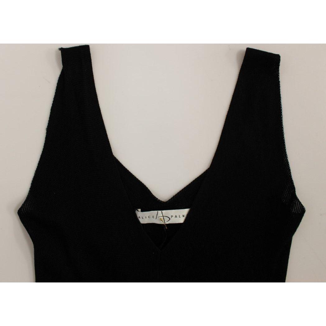 Alice Palmer Black White Low V Neck Knitted Cocktail Dress