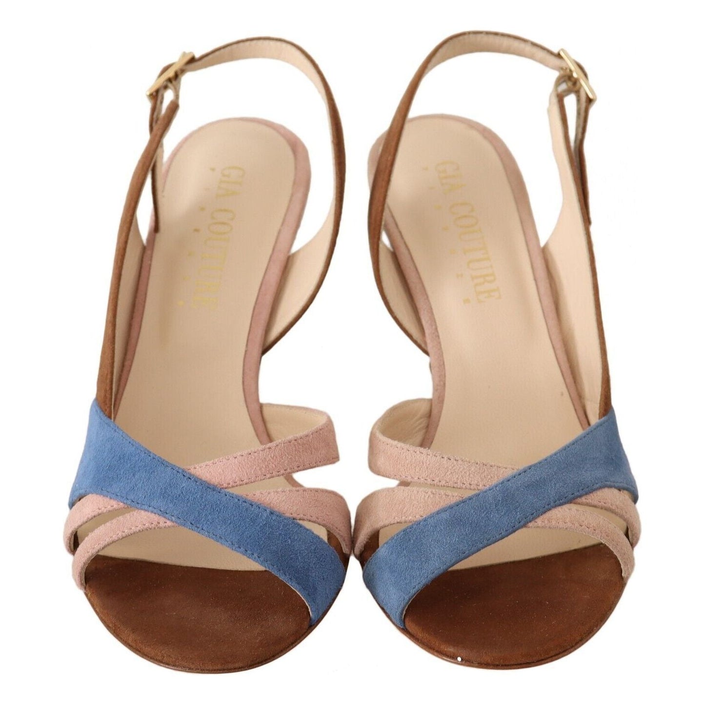 GIA COUTURE Multicolor Suede Leather Slingback Heels Sandals Shoes LA9499 - 37