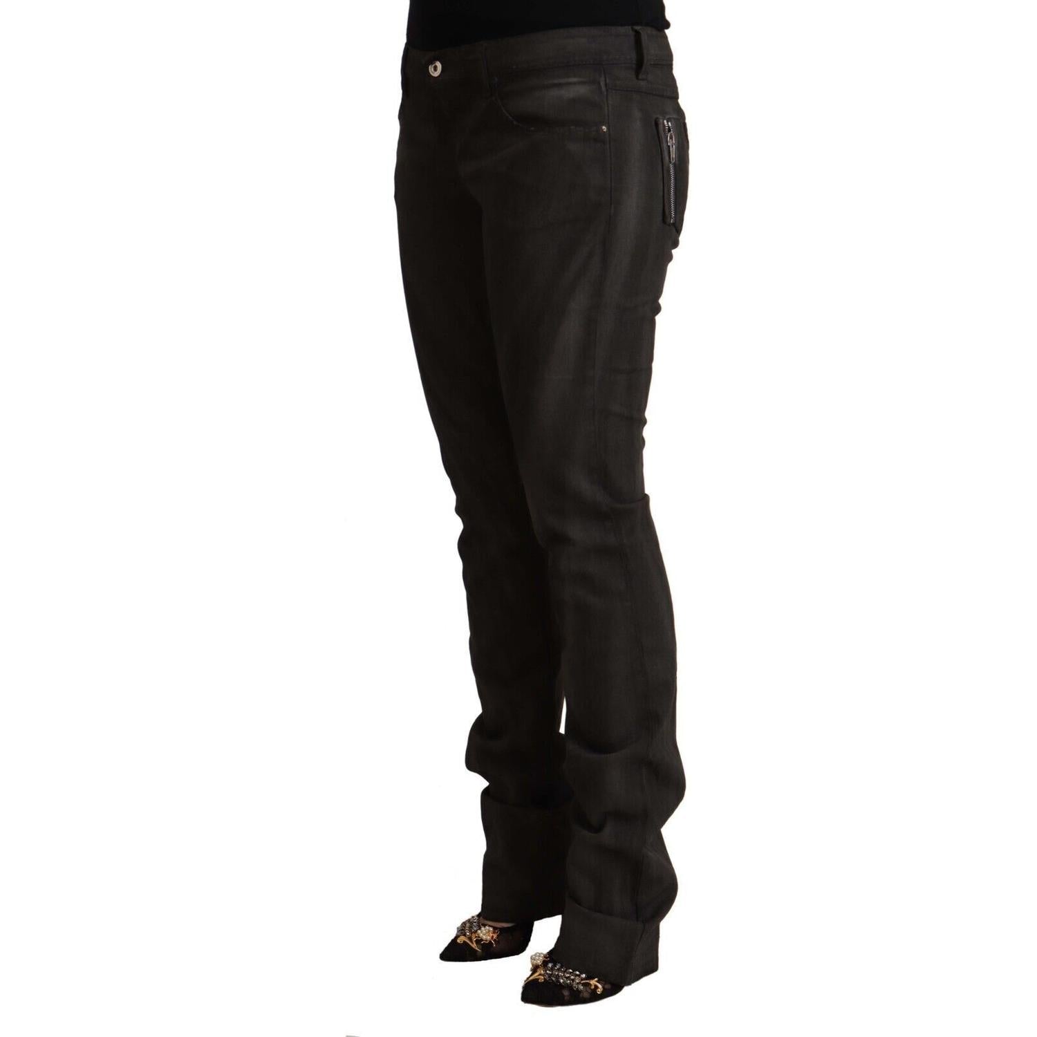 Costume National Black Cotton Mid Waist Skinny Pants