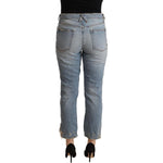CYCLE Light Blue Distressed Mid Waist Cropped Denim Jeans PAN71165 - 34