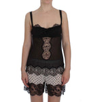 Dolce & Gabbana Elegant Silk Floral Lace Babydoll Chemise Dolce & Gabbana Dark Slate Gray