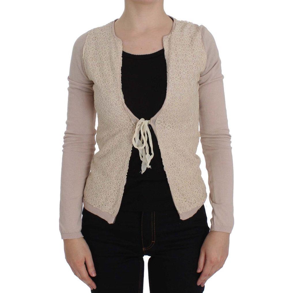 PINK MEMORIES Elegant Pink Wrap Sweater Cotton Knit PINK MEMORIES Rosy Brown