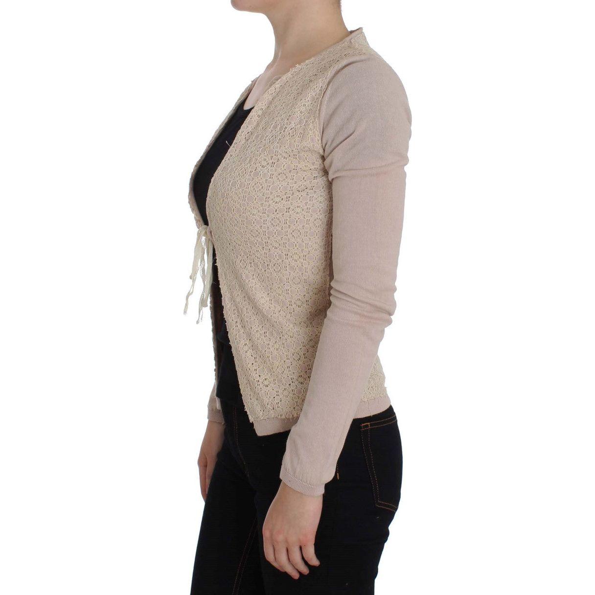PINK MEMORIES Elegant Pink Wrap Sweater Cotton Knit PINK MEMORIES Rosy Brown