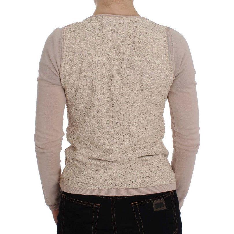 PINK MEMORIES Elegant Pink Wrap Sweater Cotton Knit PINK MEMORIES Rosy Brown