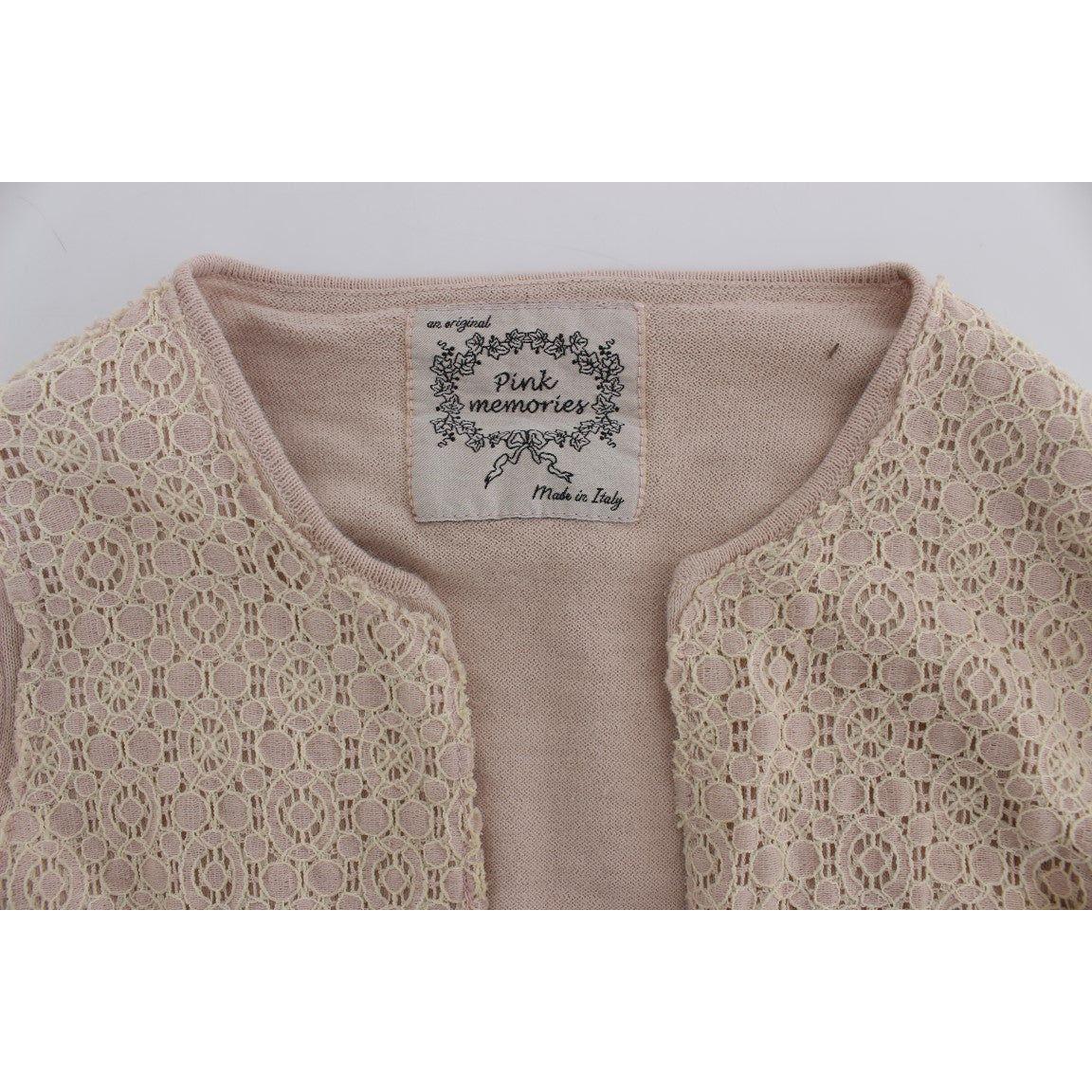 PINK MEMORIES Elegant Pink Wrap Sweater Cotton Knit PINK MEMORIES Rosy Brown