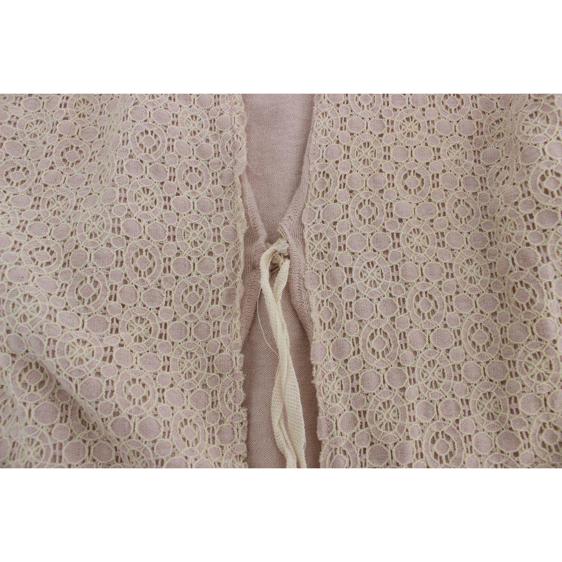 PINK MEMORIES Elegant Pink Wrap Sweater Cotton Knit PINK MEMORIES Rosy Brown