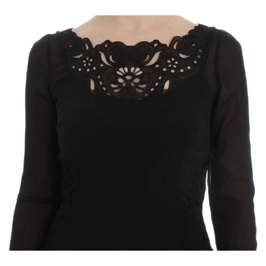 Dolce & Gabbana Elegant Black Floral Lace Sheath Dress Dolce & Gabbana Black