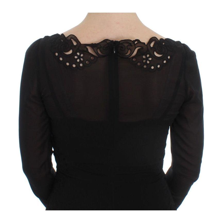Dolce & Gabbana Elegant Black Floral Lace Sheath Dress Dolce & Gabbana Black