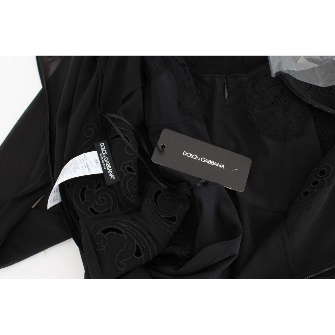 Dolce & Gabbana Elegant Black Floral Lace Sheath Dress Dolce & Gabbana Black