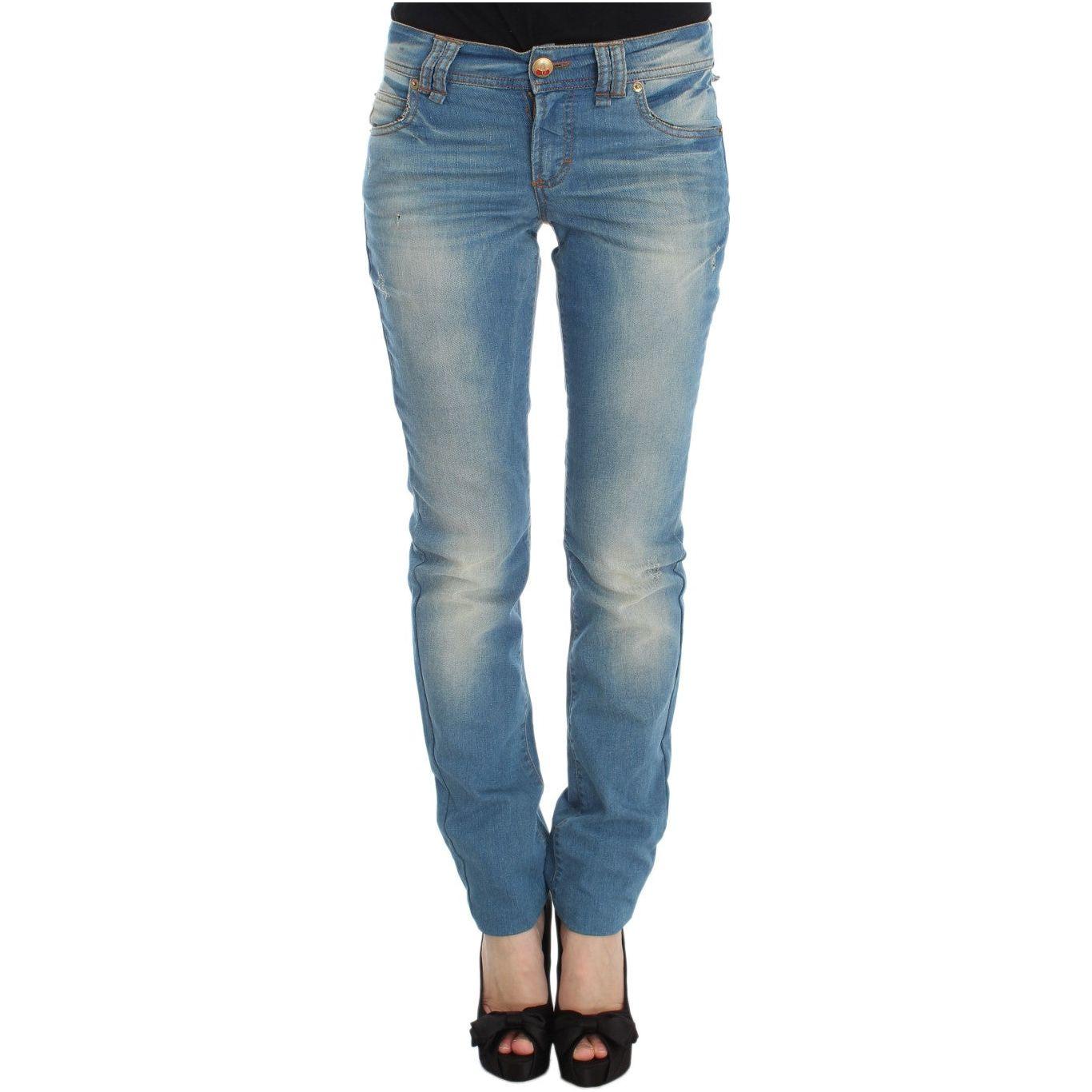 John Galliano Sleek Blue Slim Fit Designer Jeans John Galliano Slate Gray