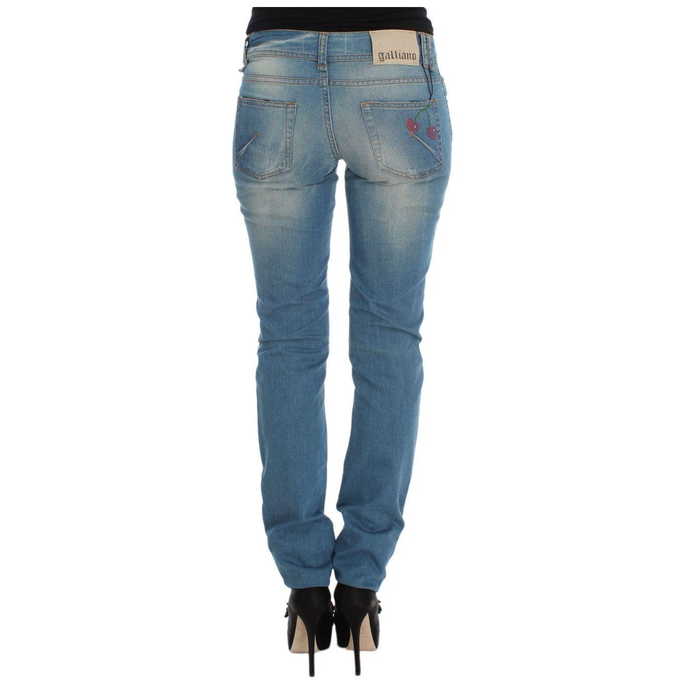 John Galliano Sleek Blue Slim Fit Designer Jeans John Galliano Dim Gray