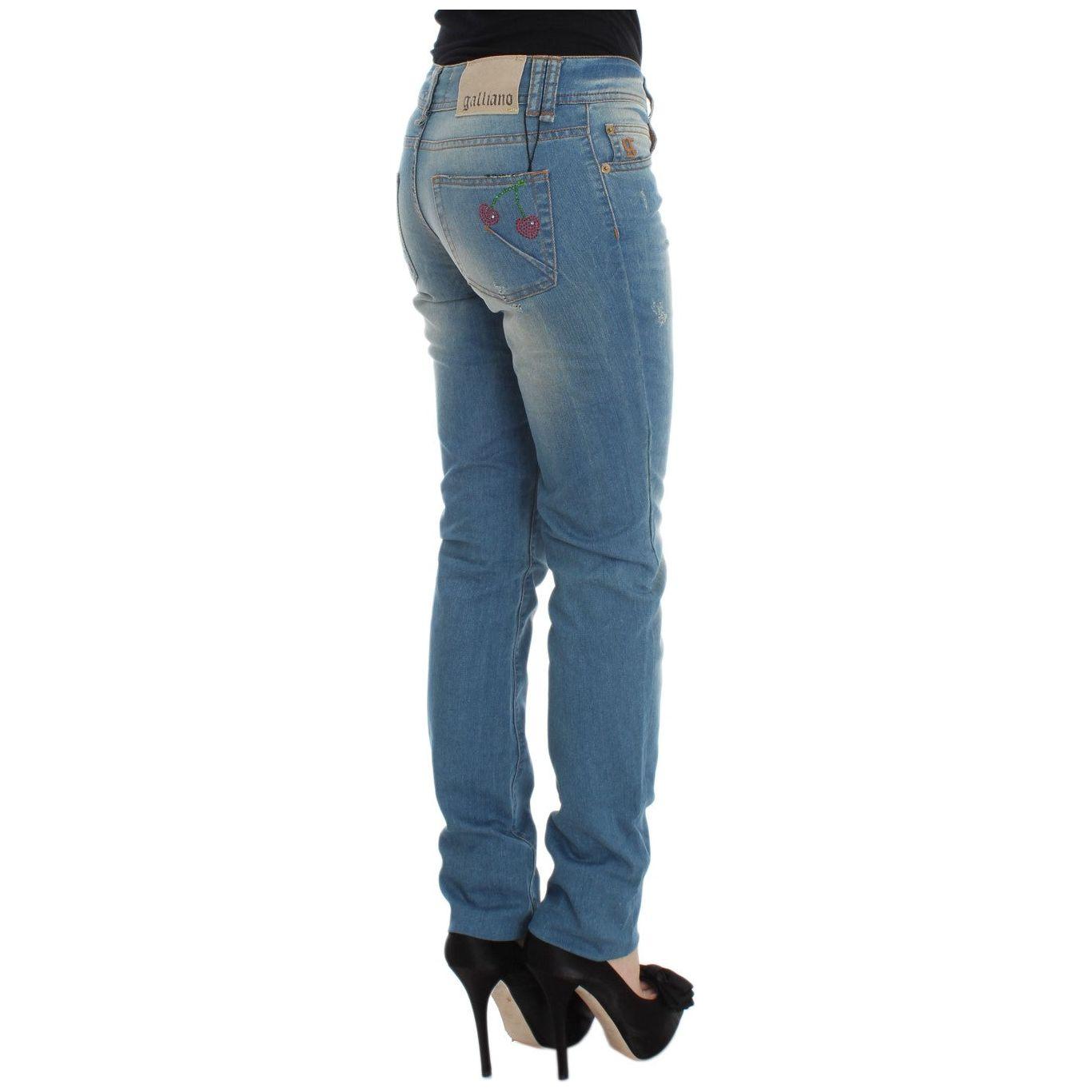 John Galliano Sleek Blue Slim Fit Designer Jeans John Galliano Dim Gray