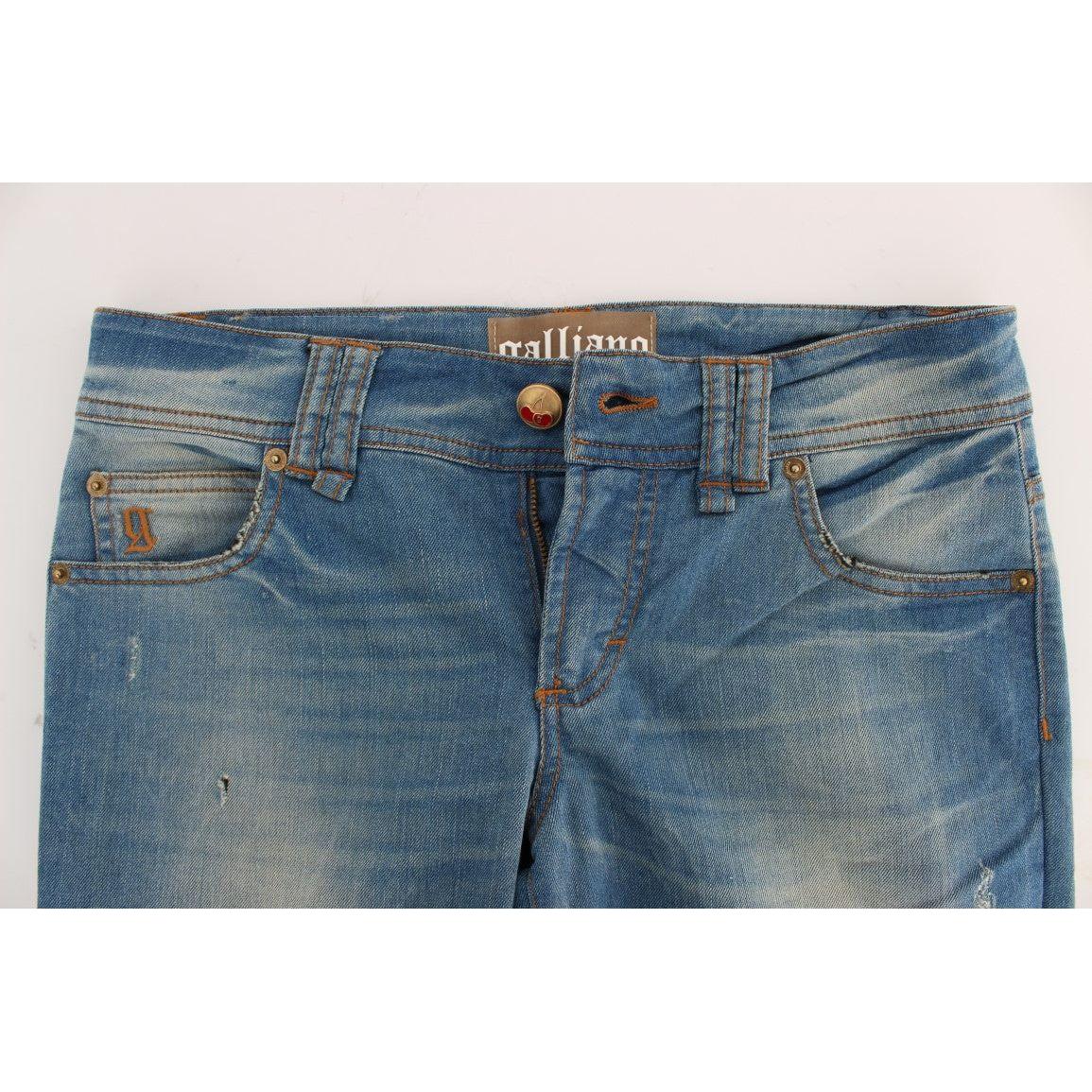 John Galliano Sleek Blue Slim Fit Designer Jeans John Galliano Dim Gray