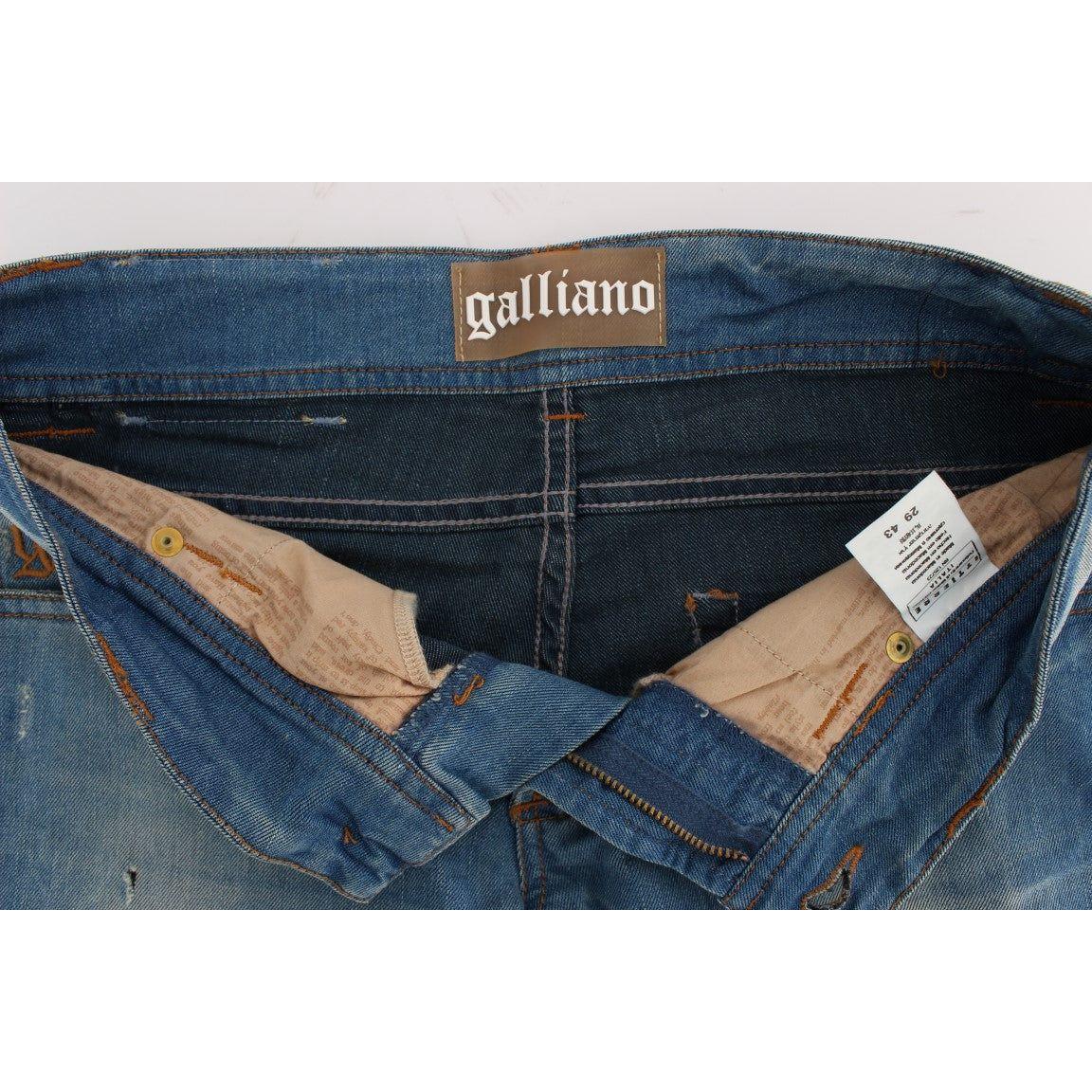 John Galliano Sleek Blue Slim Fit Designer Jeans John Galliano Dark Slate Gray