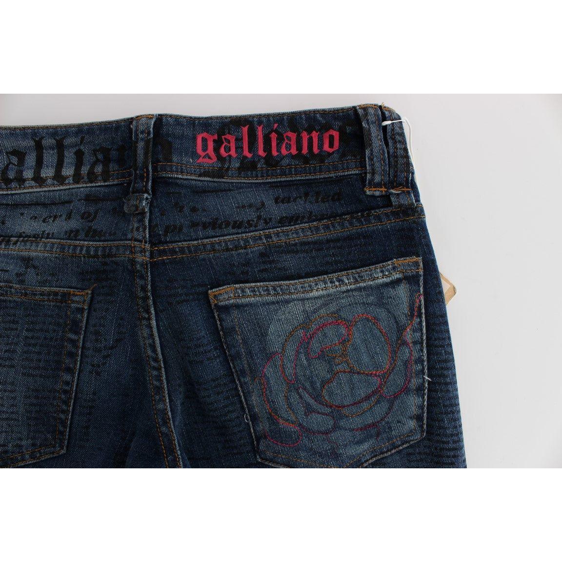 John Galliano Blue Wash Cotton Blend Slim Fit Bootcut Jeans