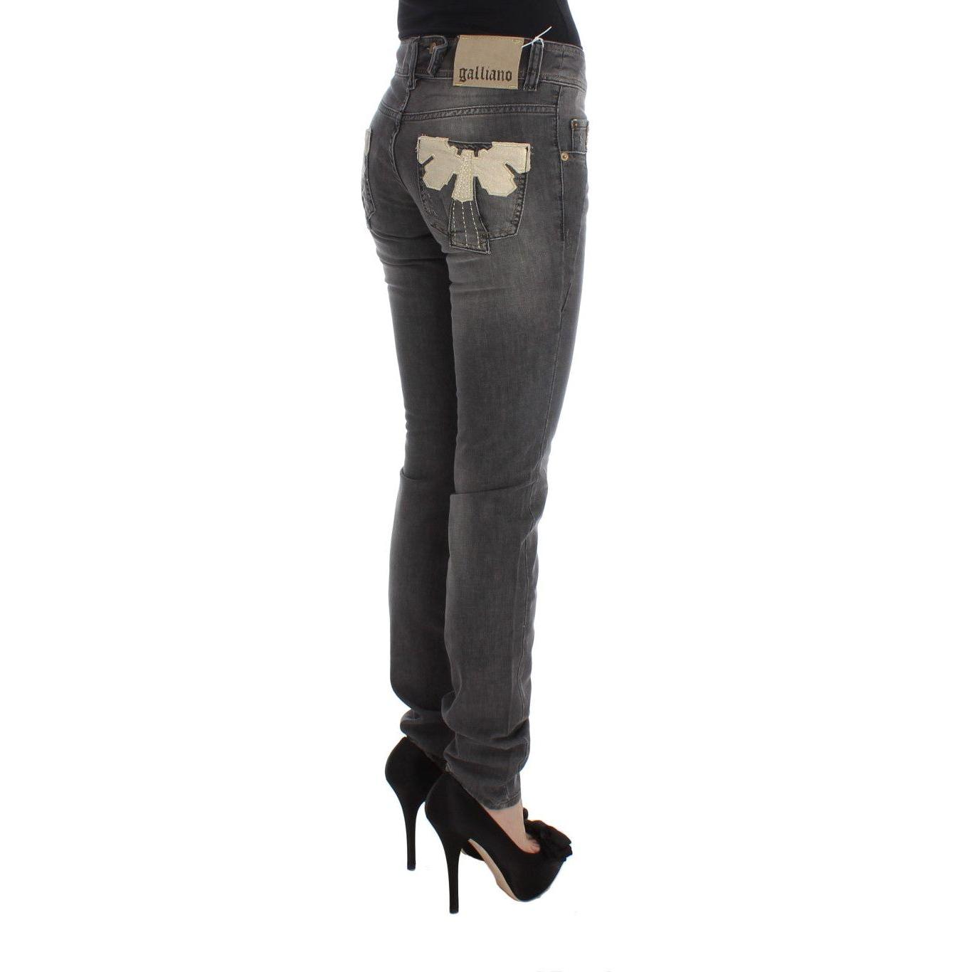 John Galliano Elegant Slim Fit Gray Wash Jeans John Galliano Dark Slate Gray