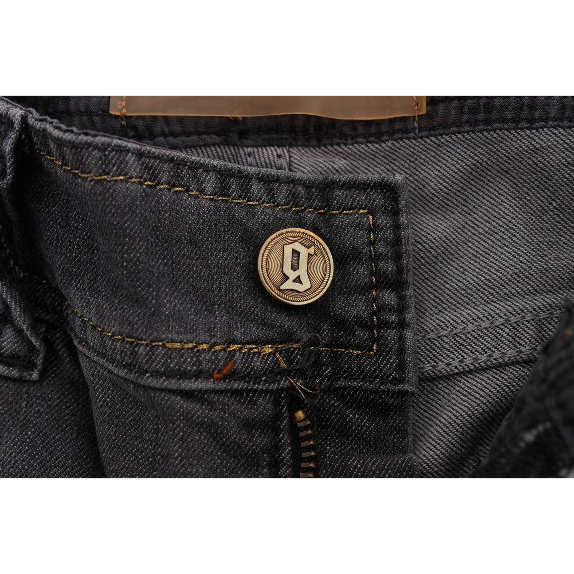 John Galliano Elegant Slim Fit Gray Wash Jeans John Galliano Black