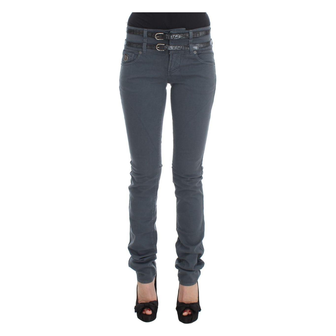 John Galliano Sleek Slim Fit Italian Jeans in Chic Blue Jeans & Pants John Galliano Dark Slate Gray