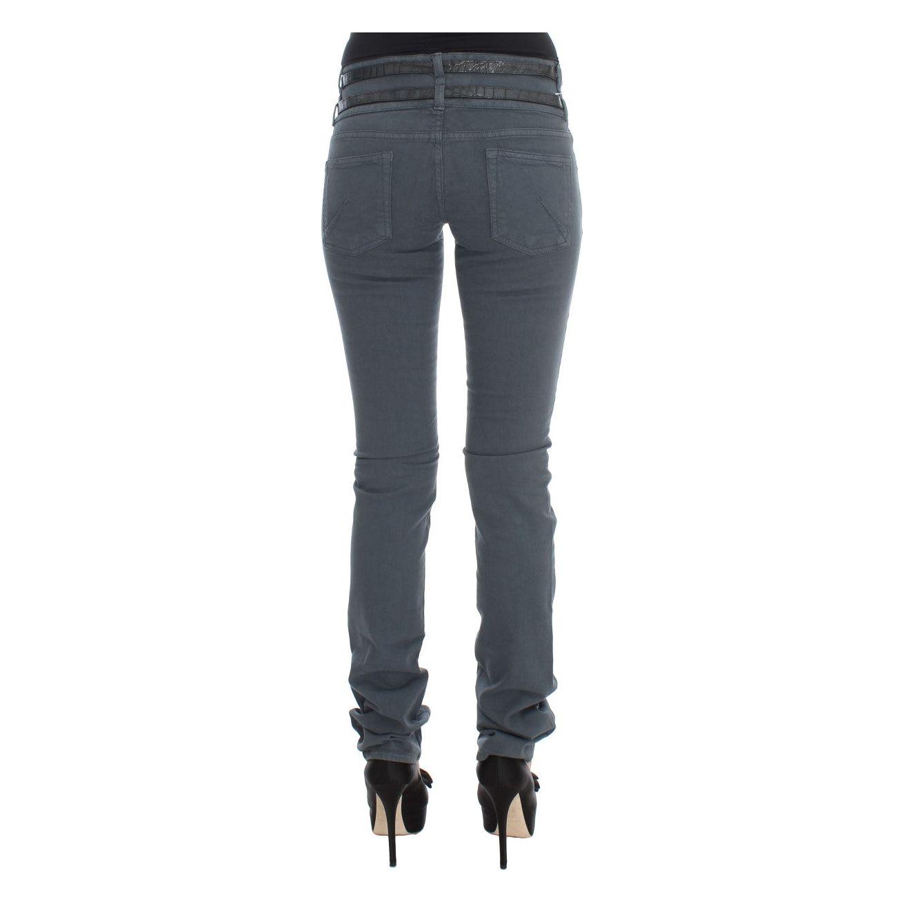 John Galliano Sleek Slim Fit Italian Jeans in Chic Blue Jeans & Pants John Galliano Dark Slate Gray