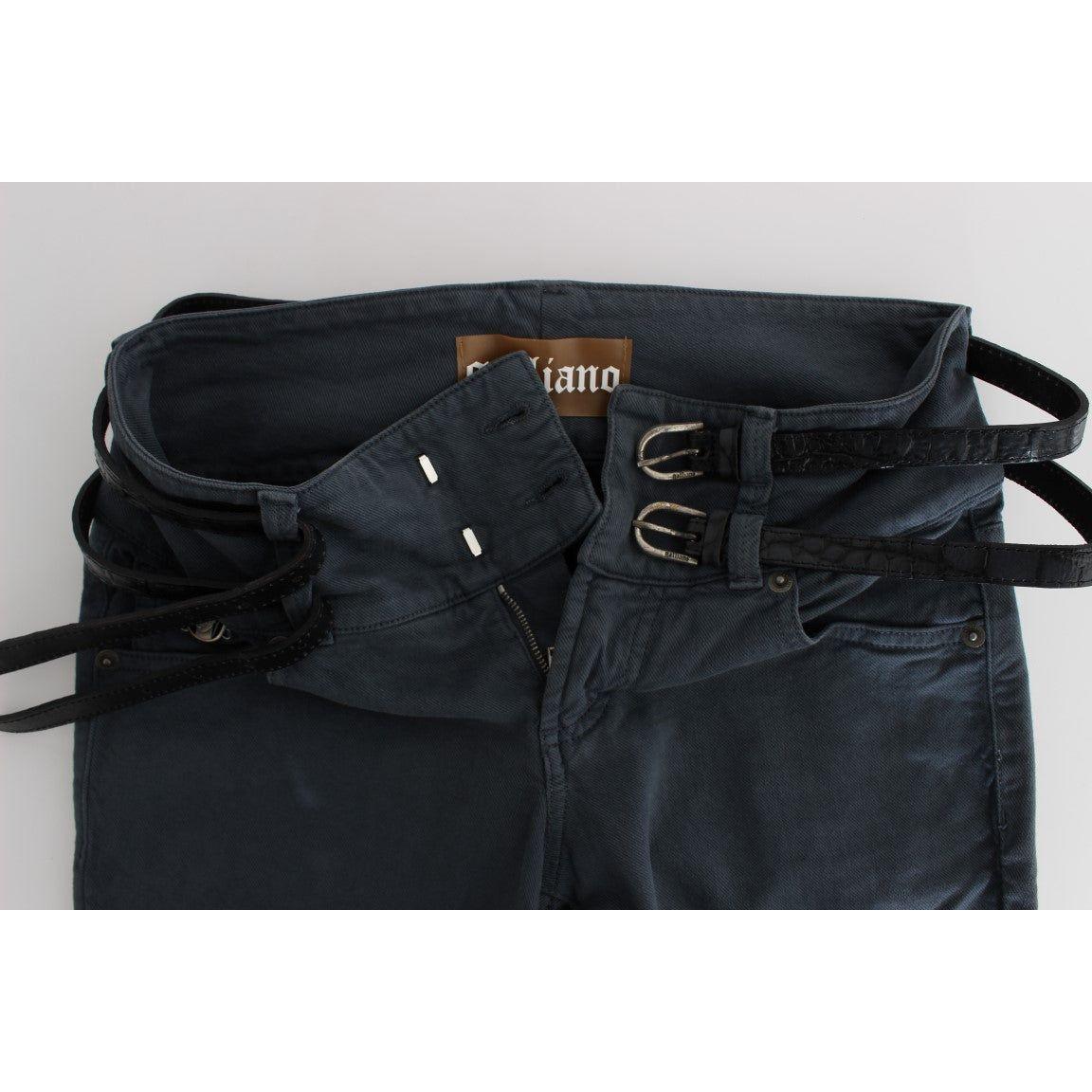 John Galliano Sleek Slim Fit Italian Jeans in Chic Blue Jeans & Pants John Galliano Light Gray