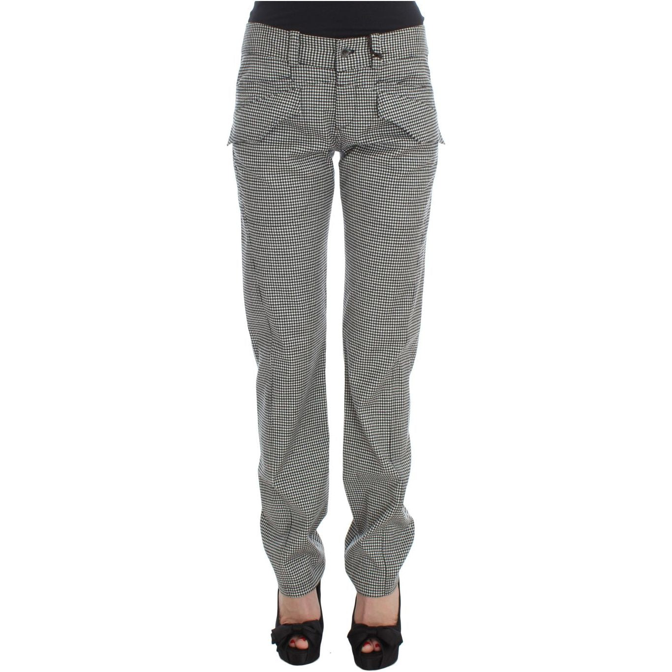Ermanno Scervino Chic Checkered Black & White Regular Fit Pants Jeans & Pants Ermanno Scervino Dim Gray