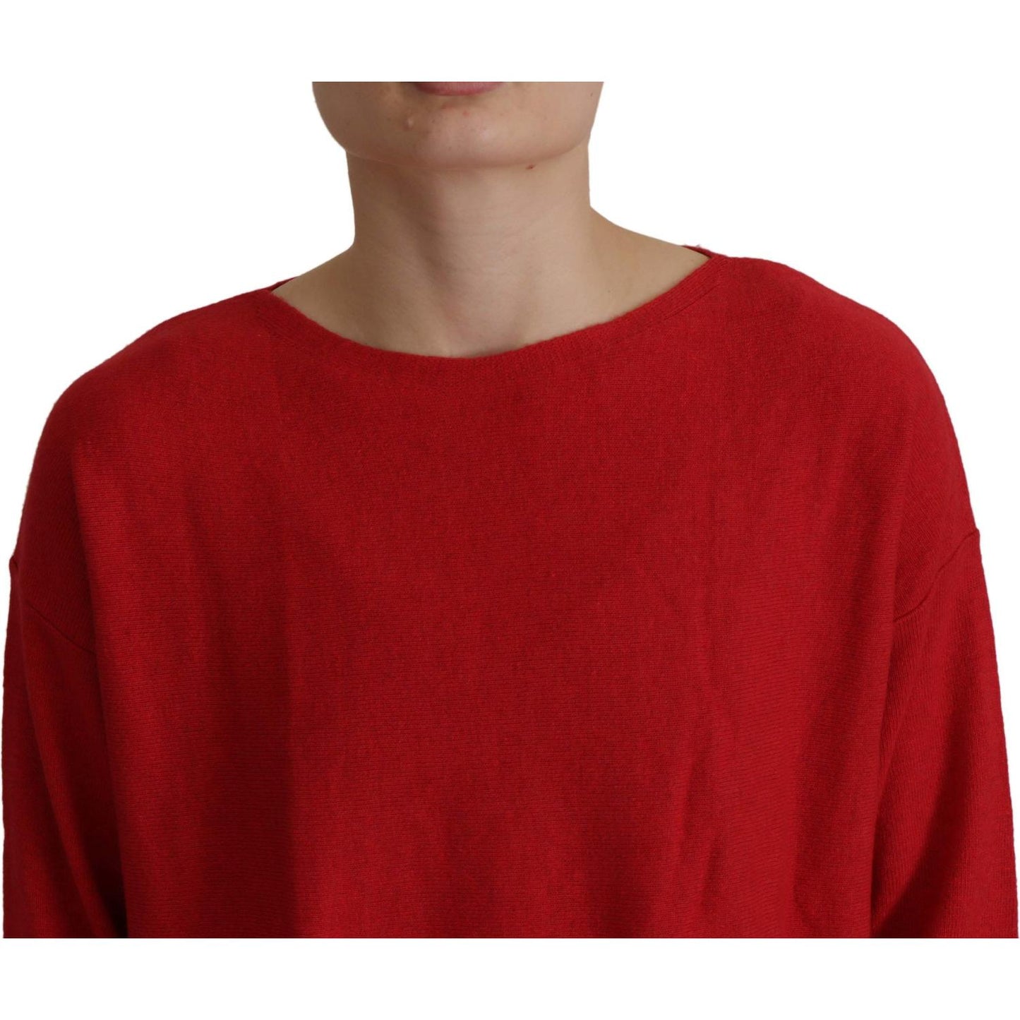 Dolce & Gabbana Elegant Red Wool Blend Knit Sweater Dolce & Gabbana Dark Red